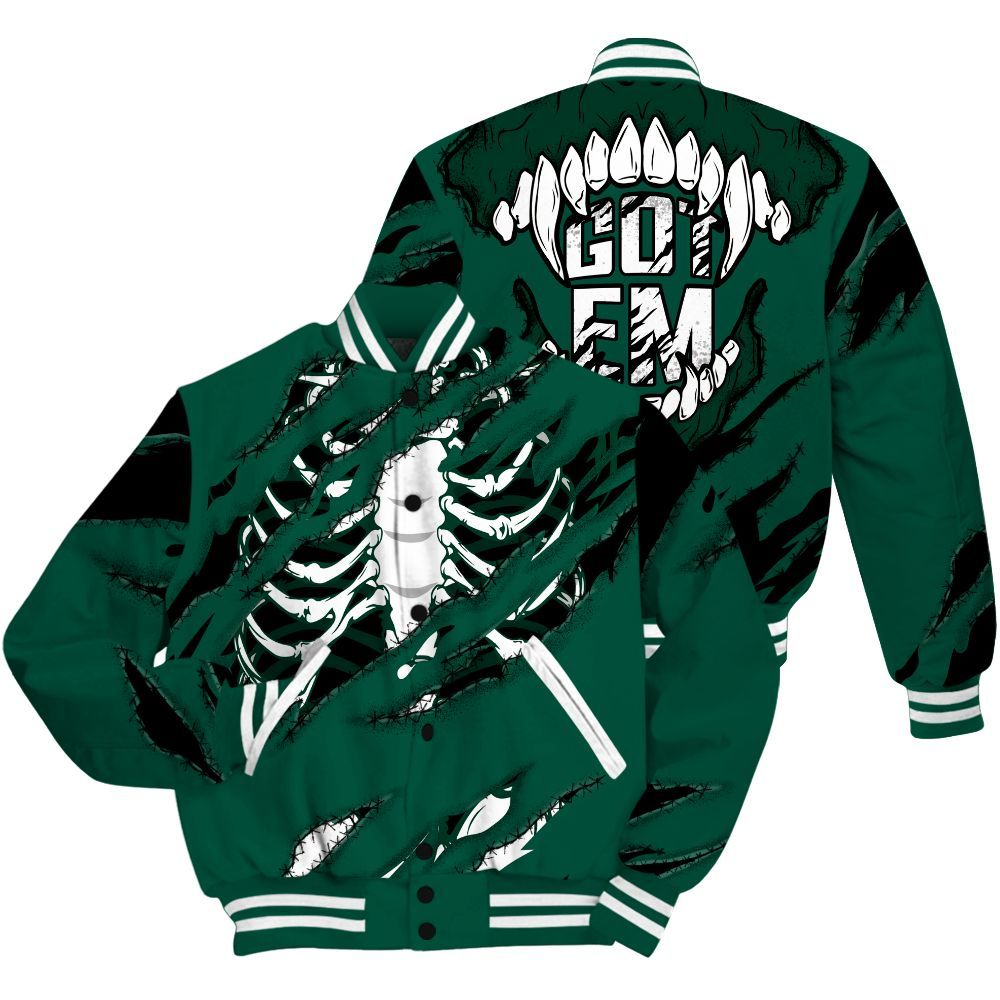 Varsity Jacket To Match Oxidized Green 4s Shirt, GOT 'EM Skeleton Scratch All Over Print