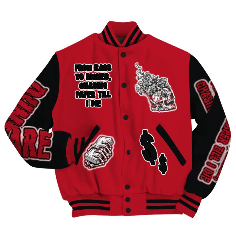 Varsity Jacket To Match Retro Raging Bull 5s - From Rags To Riches All Over Print