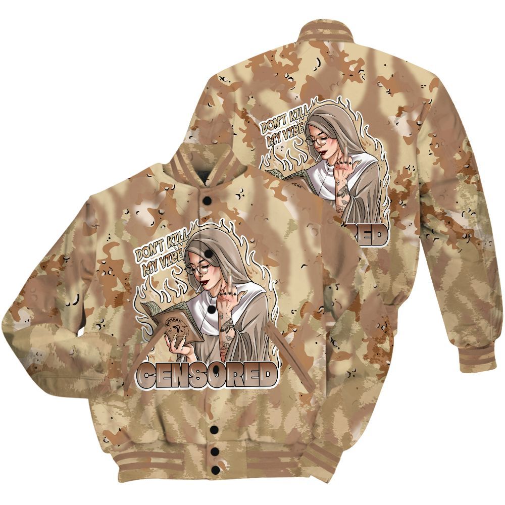 Varsity Jacket To Match Desert Camo 3s Shirt - Censoredz Burn All Over Print