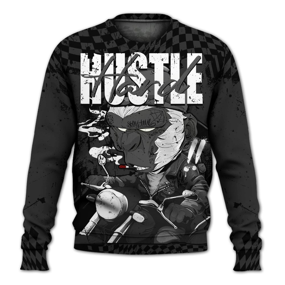 Sweatshirt To Match White Thunder 4s - Hustle Hard Monkey All Over Print