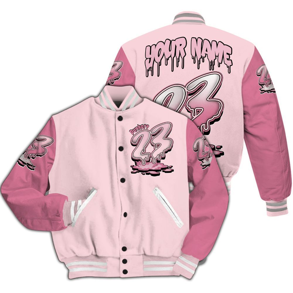 Varsity Jacket To Match GS Pearl Pink 12s - Custom Name 23 Drip Sludges All Over Print