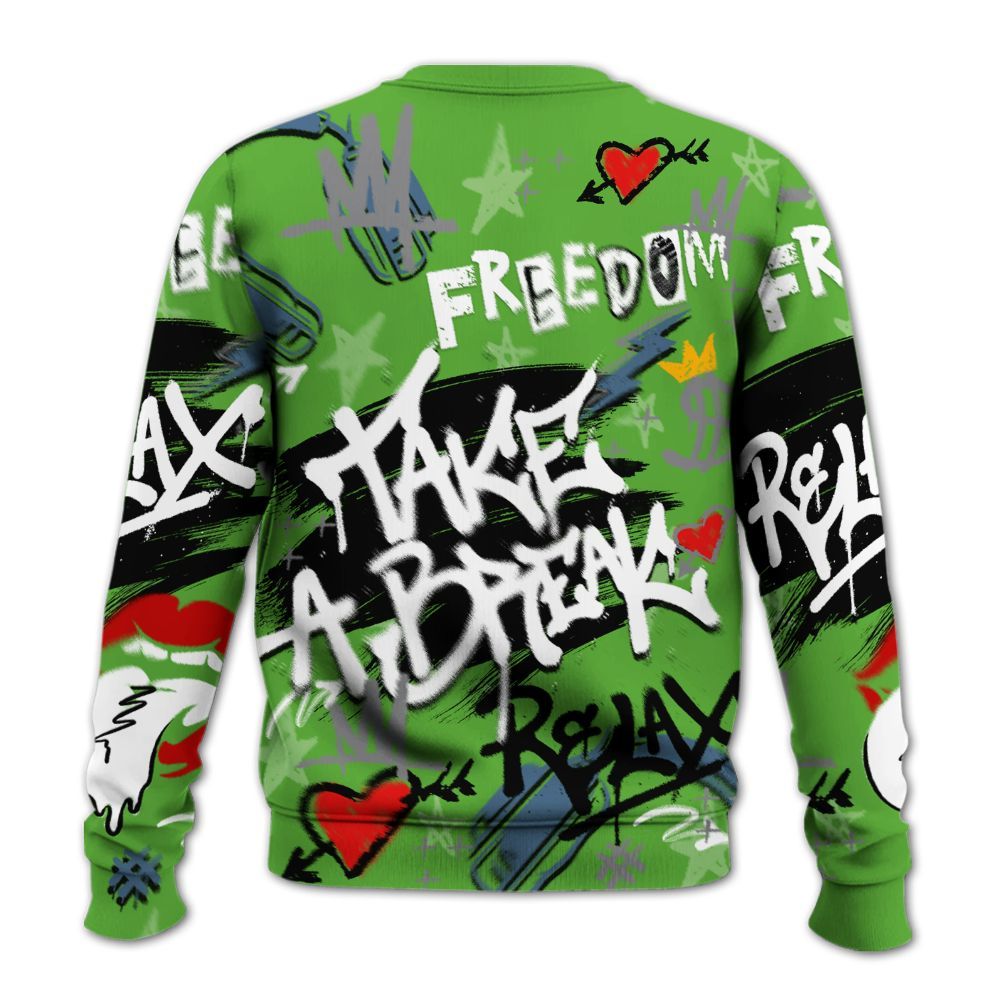 Sweatshirt To Match Retro Green Bean 5s - Take Break Freedom Graffiti Streetwear All Over Print
