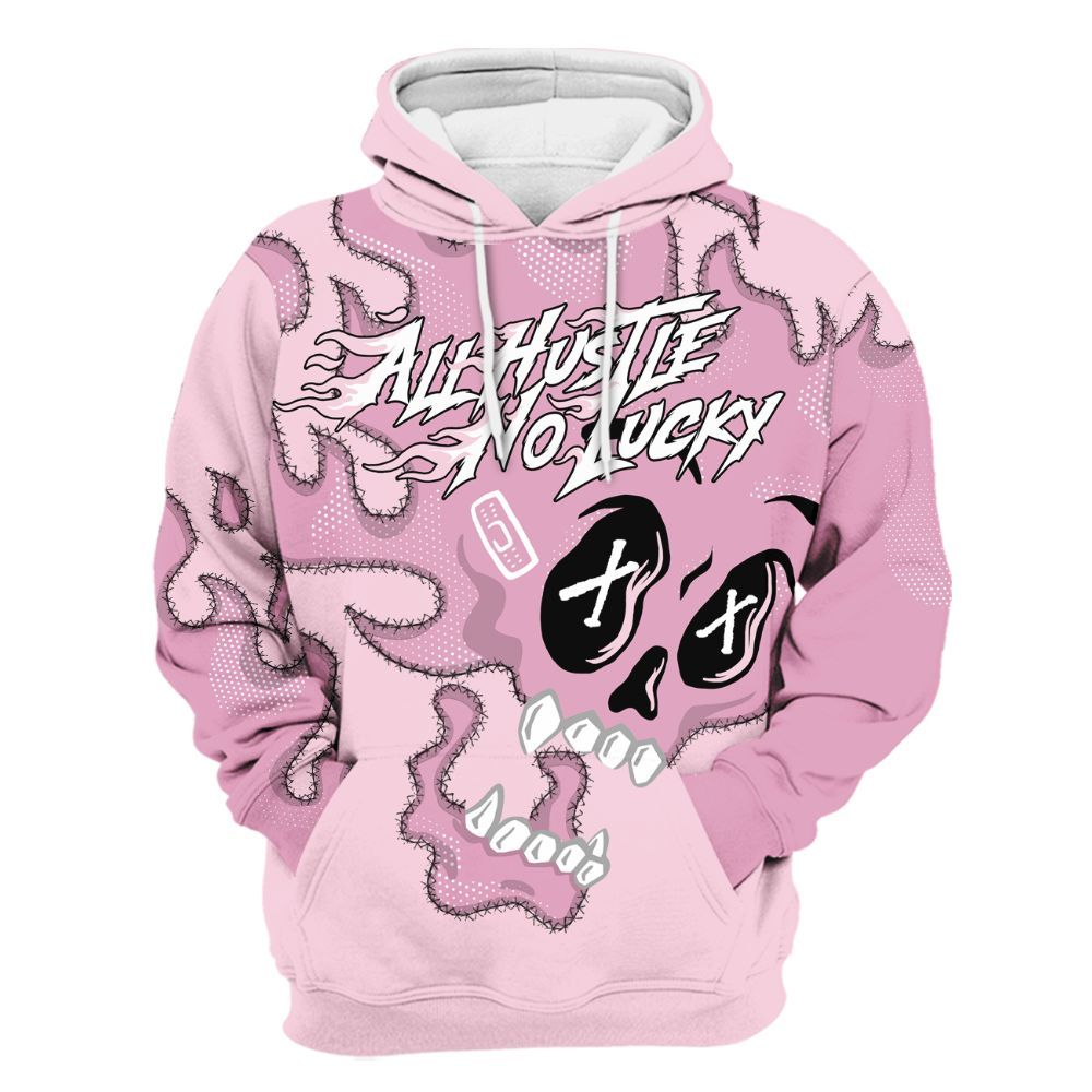 Hoodie To Match Orchid 4s - All Hustle No Lucky Skull All Over Print