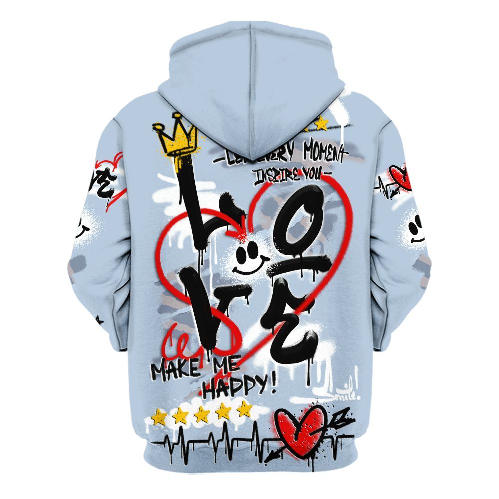 Hoodie To Match Ja 2 Induction - Happy Love Beats Graffiti Streetwear All Over Print