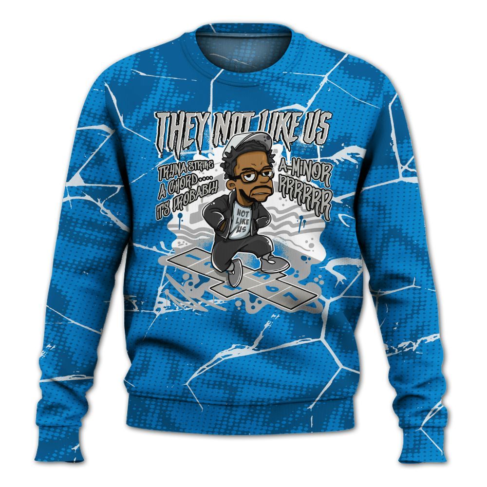 Sweatshirt To Match Military Blue 4s - Hopscotch Dislike Us Graphic Crack All Over Print