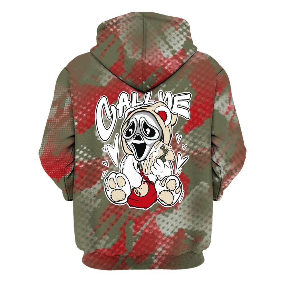 Hoodie To Match Travis Scott Low OG Medium Olive 1s - Call Me Bear Abstract Halftone All Over Print