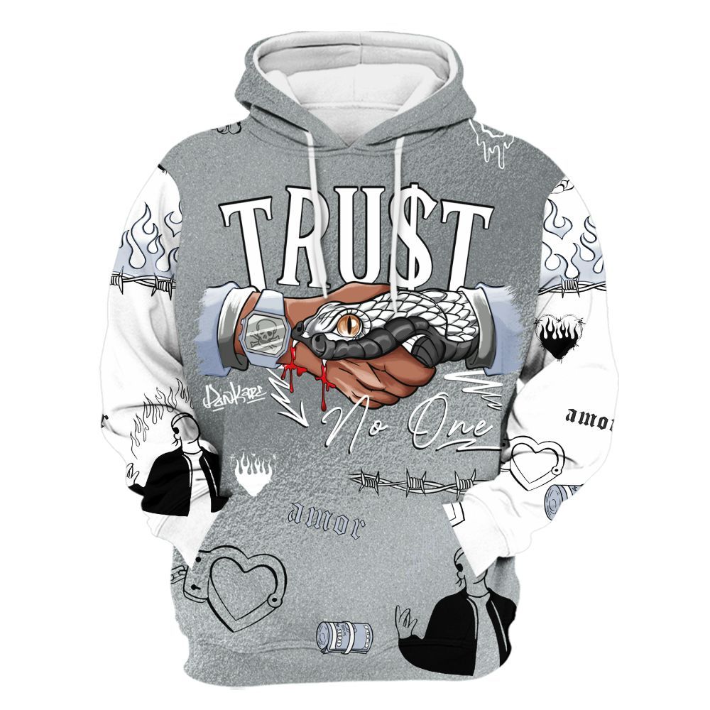 Hoodie To Match White Metallic 2026 5s - Snake Trust No One All Over Print