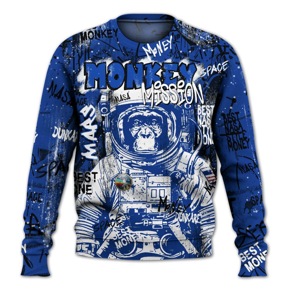 Sweatshirt To Match Air Foamposite One Royal - Monkey Misson Space All Over Print