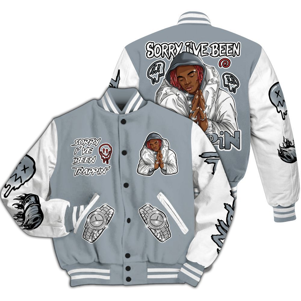 Varsity Jacket To Match Wolf Grey 13s - Trappin' Unique All Over Print
