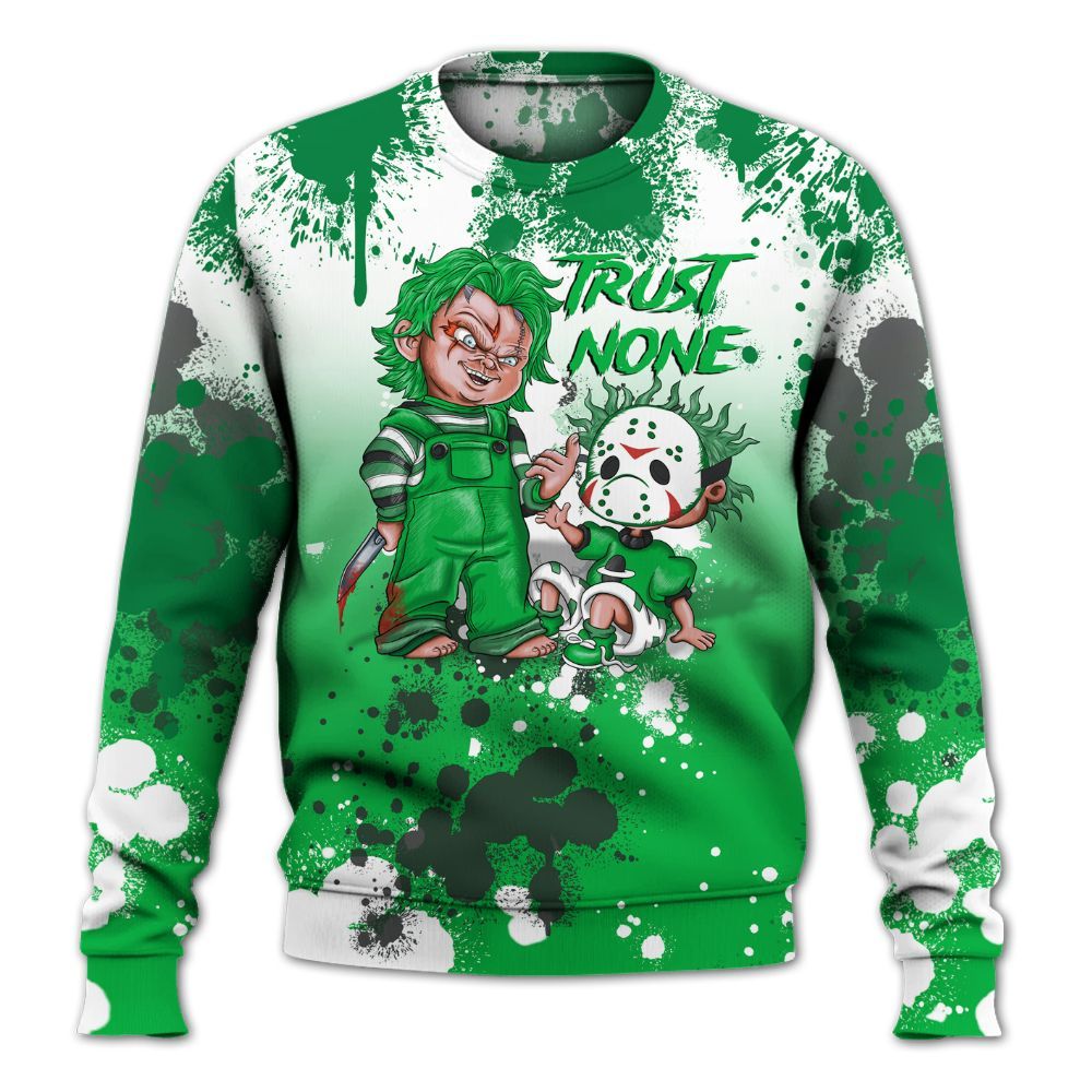 Sweatshirt To Match Lucky Green 5s - Trust No One Scary All Over Print