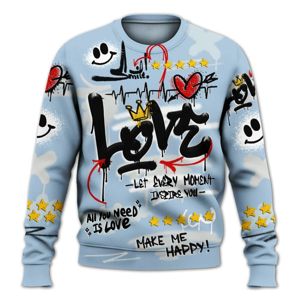 Sweatshirt To Match Forget Me Not 4s - Happy Love Beats Graffiti Streetwear All Over Print