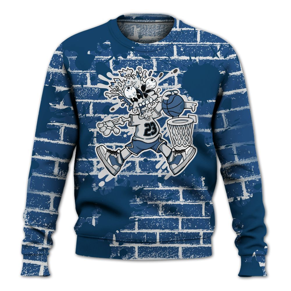 Sweatshirt To Match High OG Midnight Navy 1s - 85's Dunks Graphic Halloween All Over Print