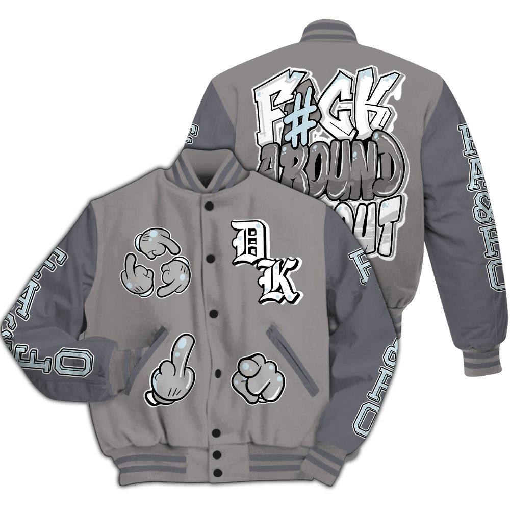 Varsity Jacket To Match Cool Grey 11s - F Around Find Out Graphic All Over Print