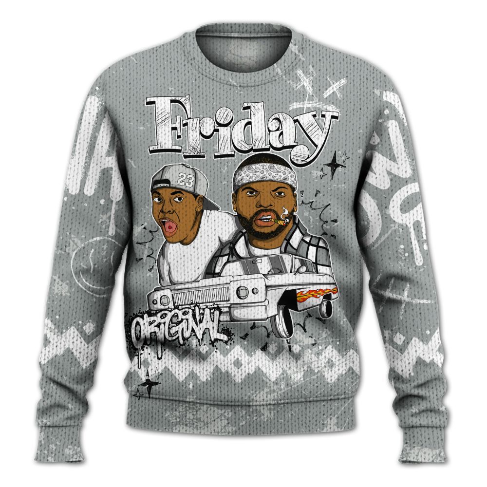 Knitted Sweater To Match Dunk Low White Light Smoke Grey - Friday Sneaker Crayon