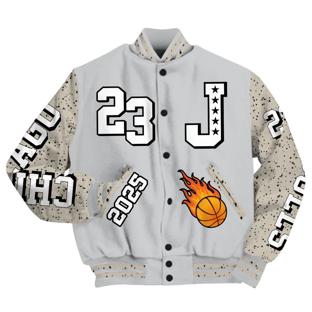 Varsity Jacket To Match Metallic Silver 2024 5s - Chicago 23 Basketball All Over Print