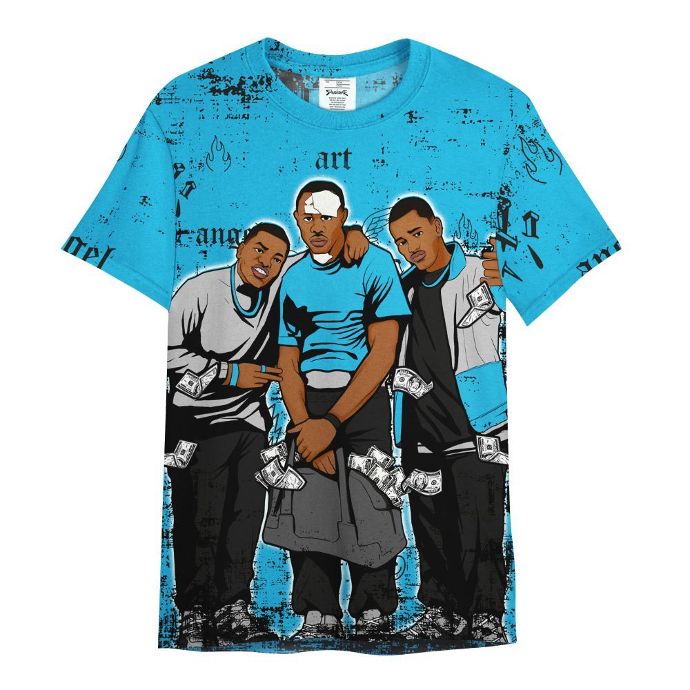 Shirt To Match Black University Blue 2026 14s - Paid In Full Money All Over Print