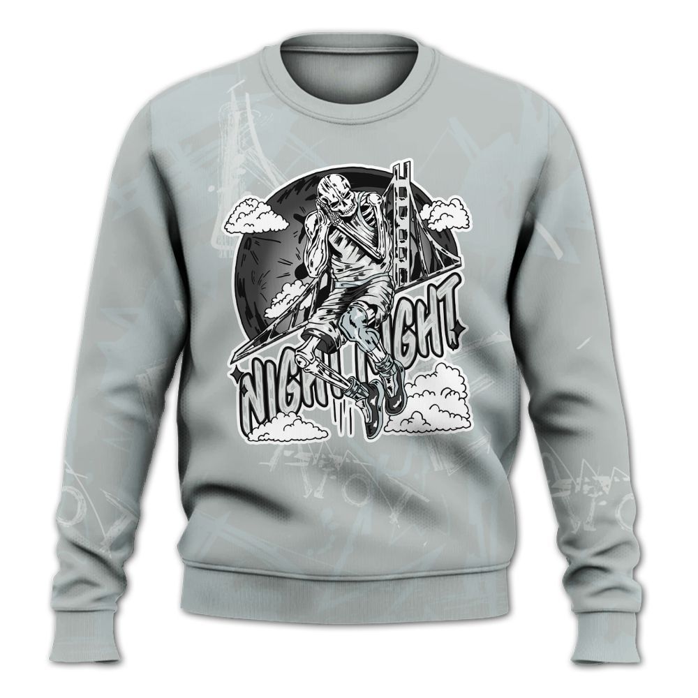 Sweatshirt To Match Black Wolf Grey 12s - Seeya Skeleton Messyz All Over Print
