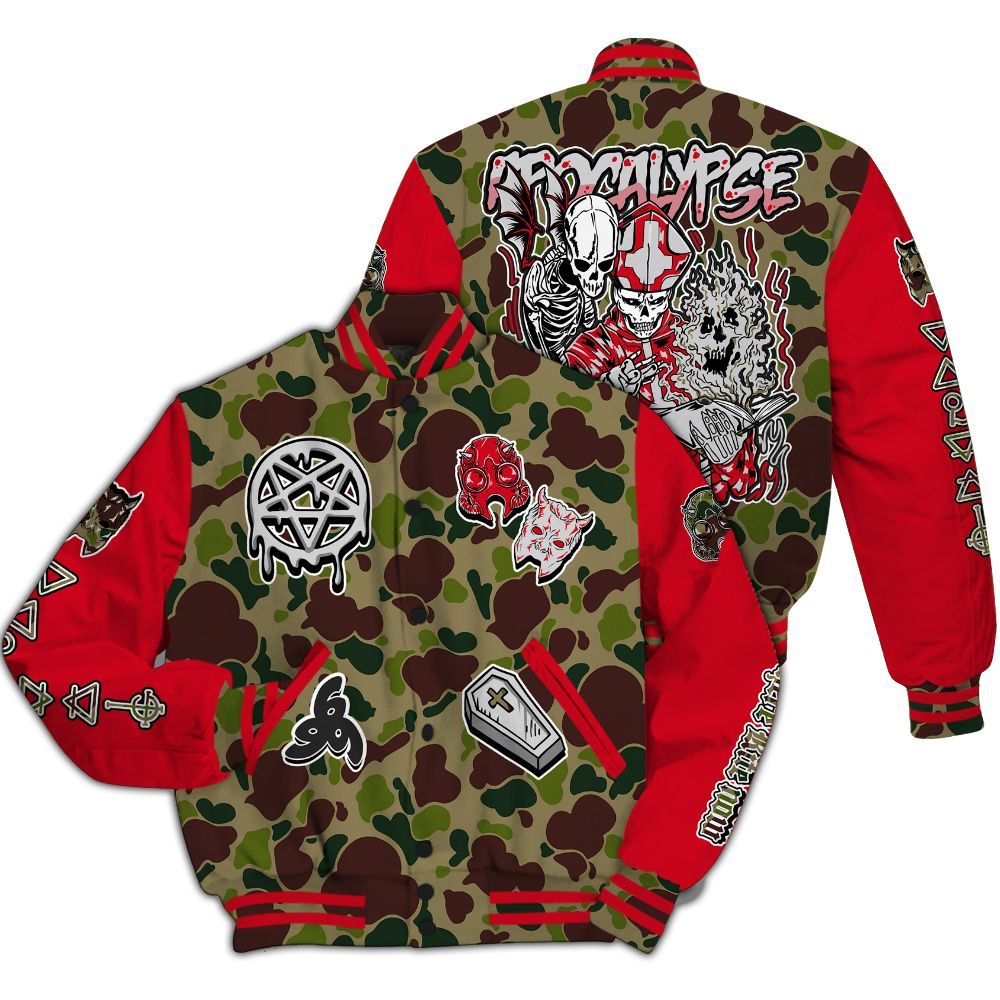 Varsity Jacket To Match Air Max 90 Duck Camo Red - Apocalypse Skeleton All Over Print