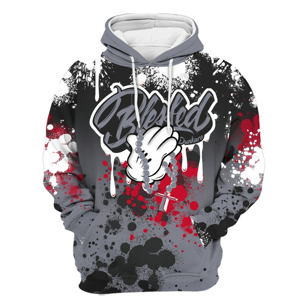 Hoodie To Match Retro Black Flint 13s - God Blessed Ink Drip All Over Print