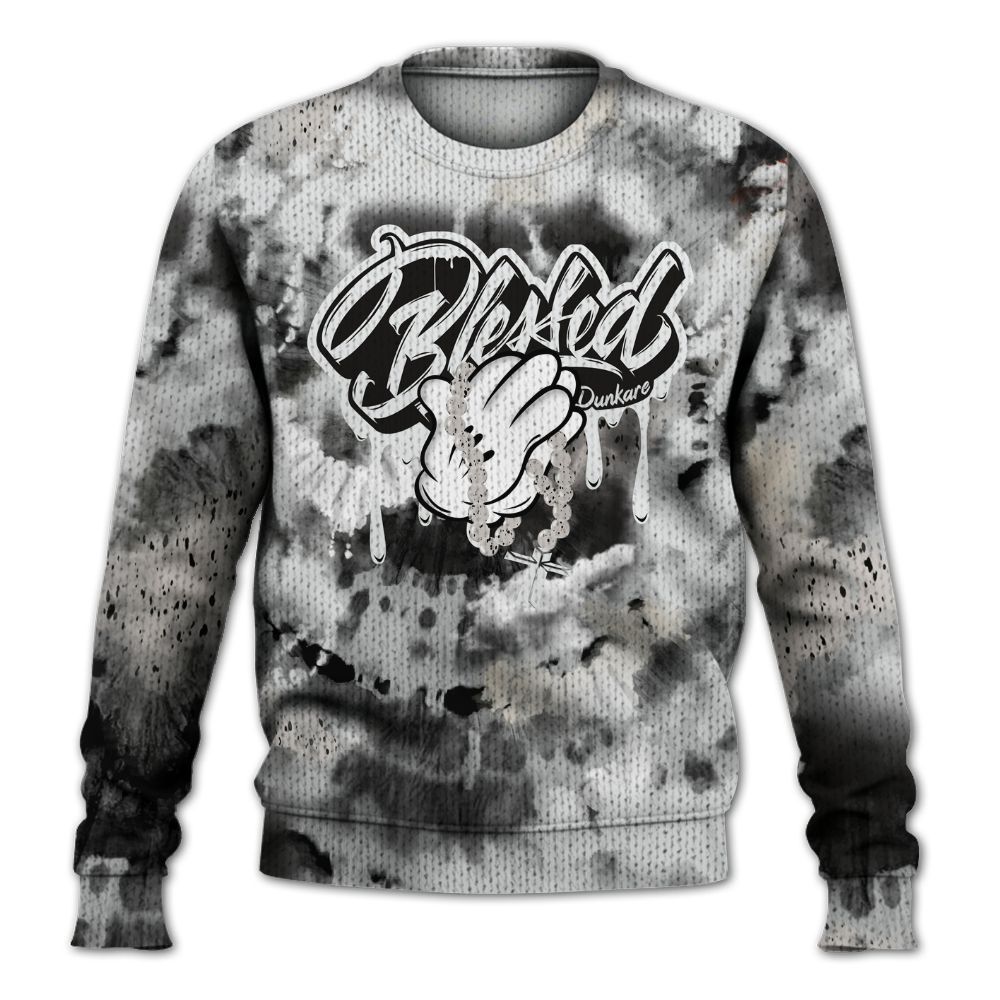 Knitted Sweater To Match Retro Reverse Metallic 5s - God Blessed Tie Dye