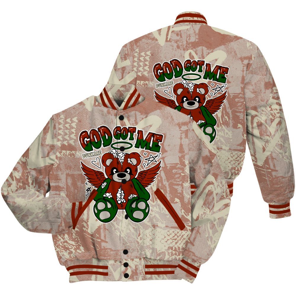 Varsity Jacket To Match El Grito 5s Shirt - Gods Guides Me Bear Heart Grunge All Over Print