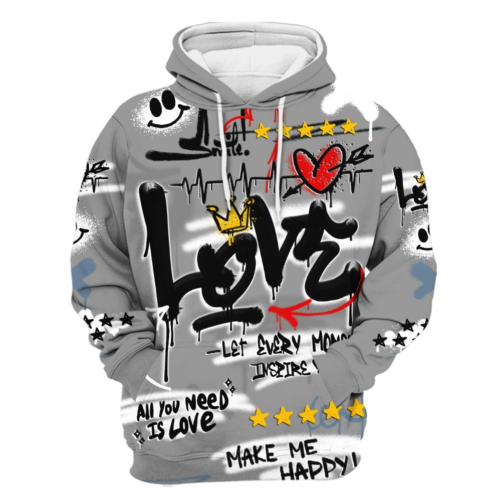 Hoodie To Match Black Chrome 6s - Happy Love Beats Graffiti Streetwear All Over Print