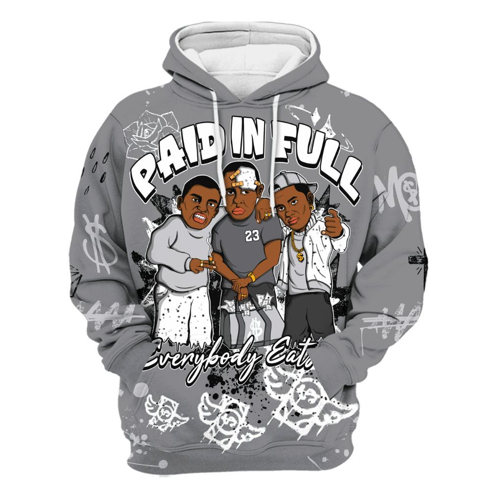 Hoodie To Match Retro Wolf Grey 5s - Everybody Paid In Full Crayon All Over Print