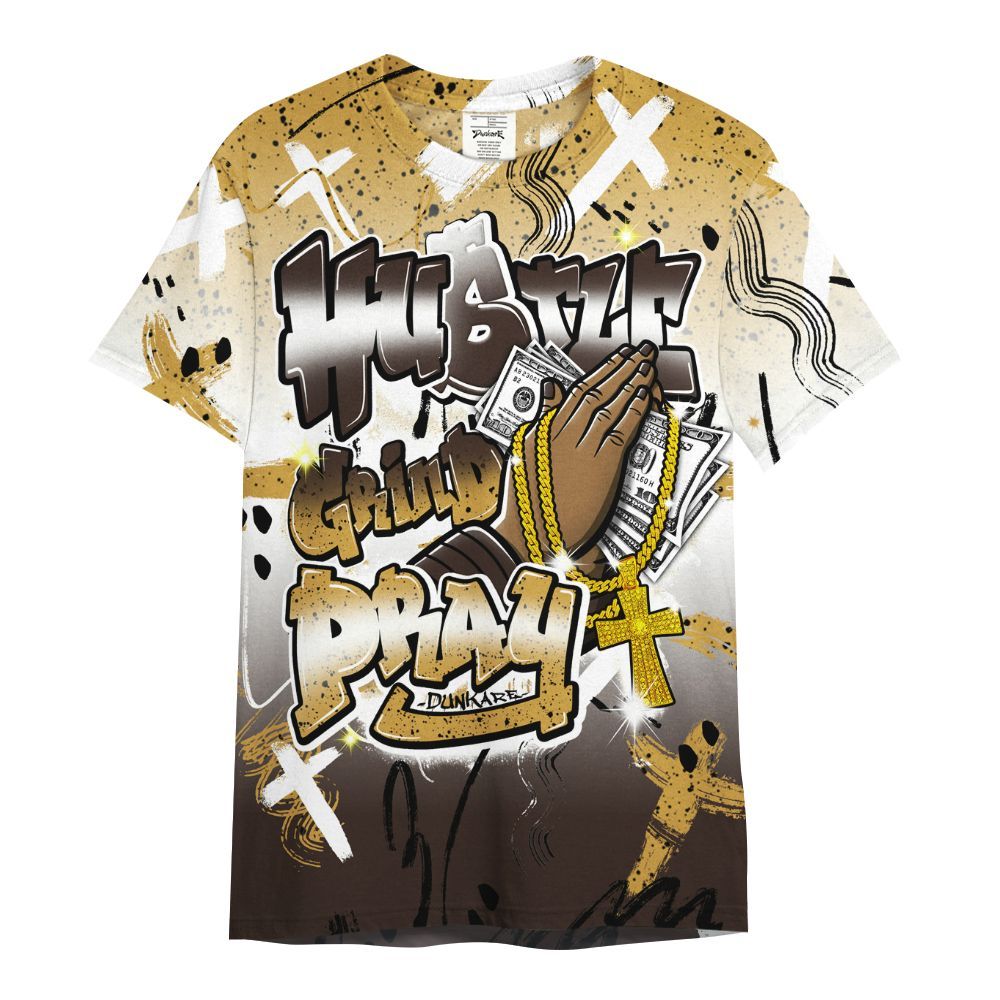 Shirt To Match 2025 Retro Earth 5s - Money Hustle Grind Pray All Over Print