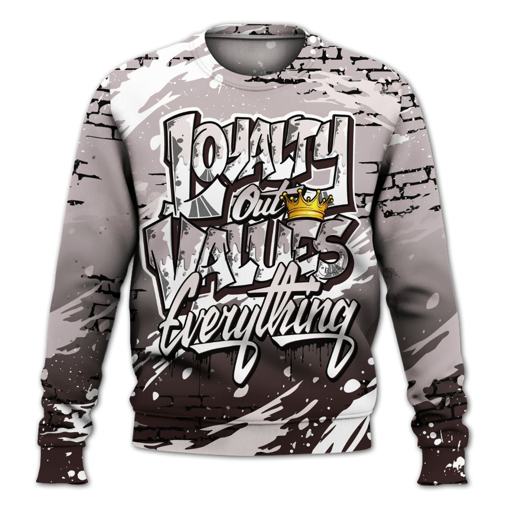 Sweatshirt To Match AMM Air Smokey Mauve 6s - Values Of Loyalty Drip All Over Print