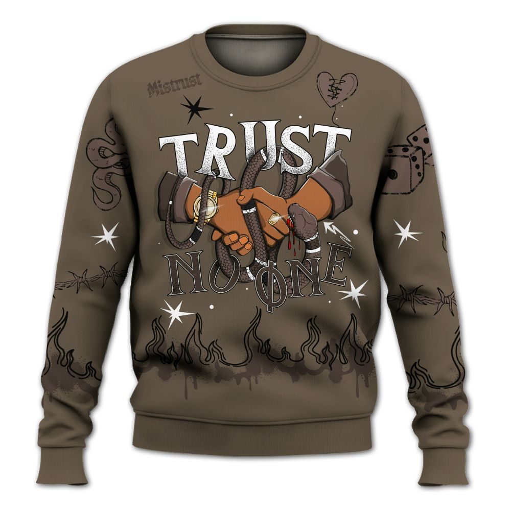 Sweatshirt To Match AMM Dark Mocha 4s - Trust No One Snake-Bite Doodle Crayon All Over Print