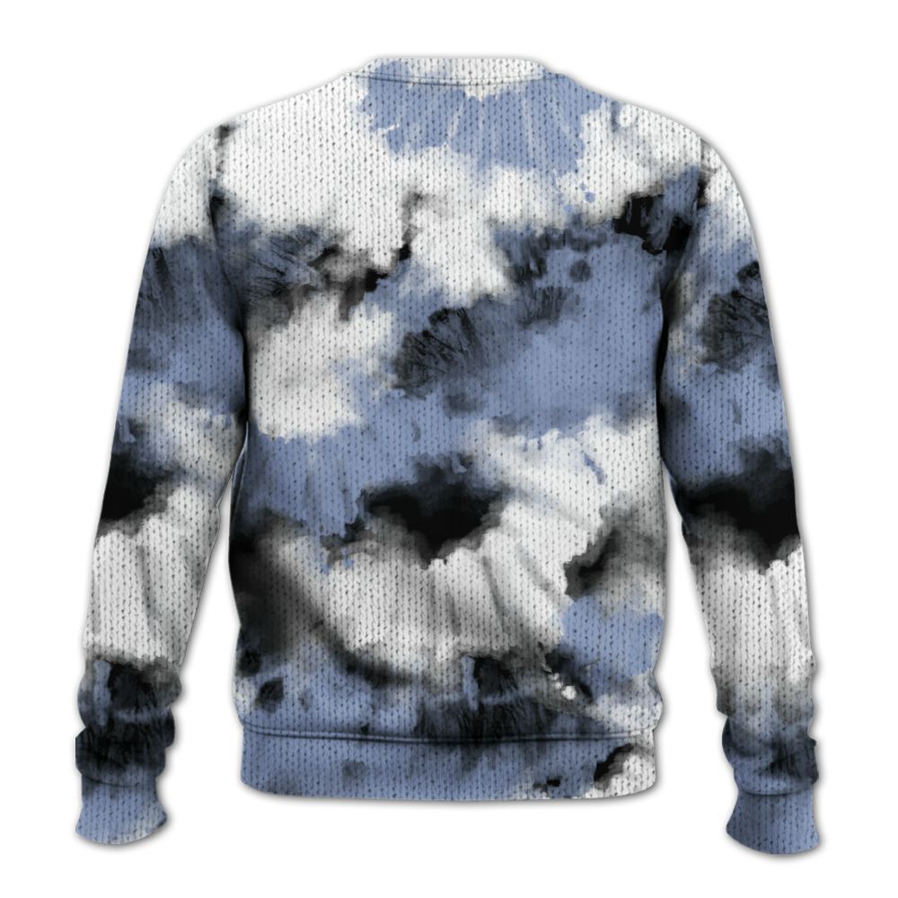 Knitted Sweater To Match Blue Grey 13s - Tie Dye FK Around Find Out