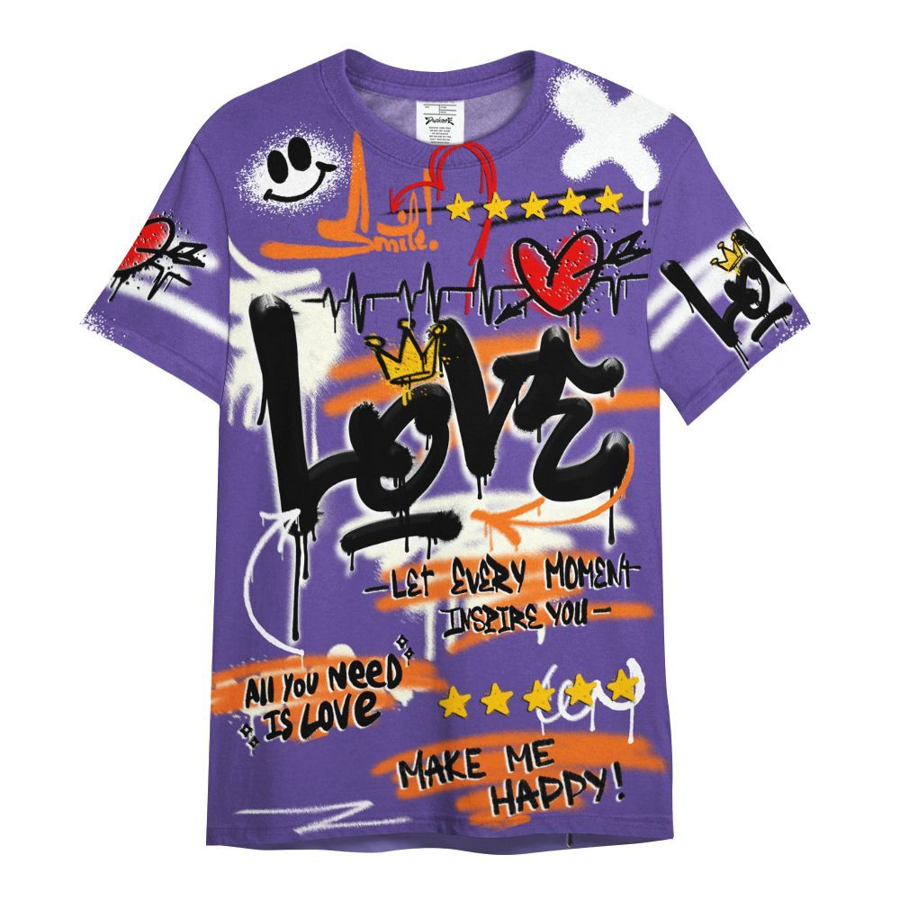 Shirt To Match Air Max Waffle SP Voltage Purple - Happy Love Beats Graffiti Streetwear All Over Print