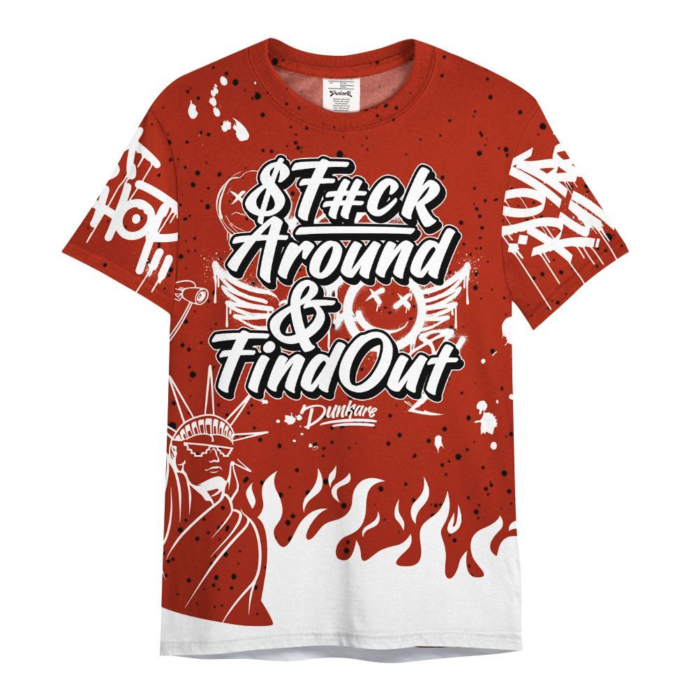 Shirt To Match Red Cement 4s - Graphic Fck Around Find Out All Over Print