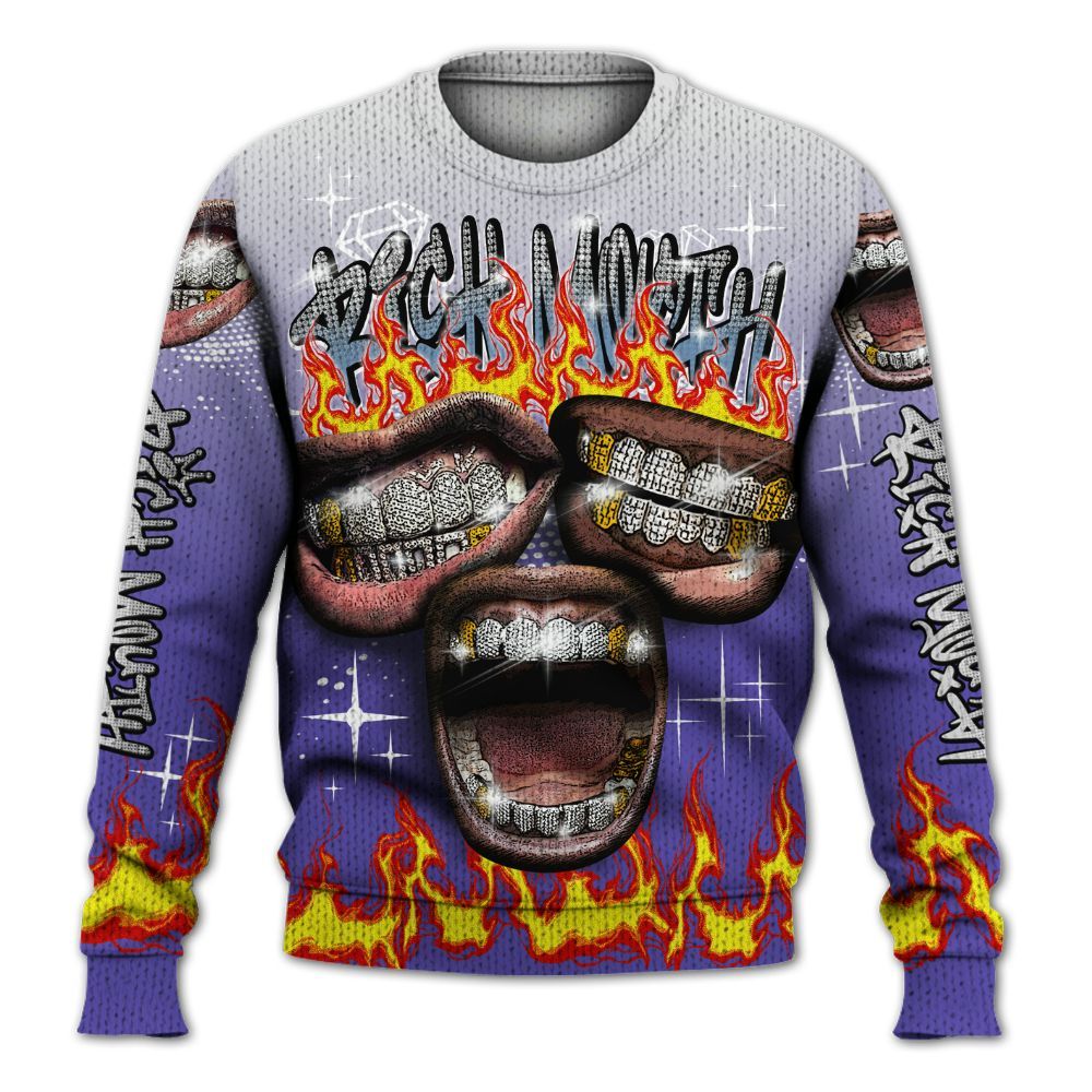 Knitted Sweater To Match Retro Concord 5s - Rich Mouth Fire Rap Retro 90s