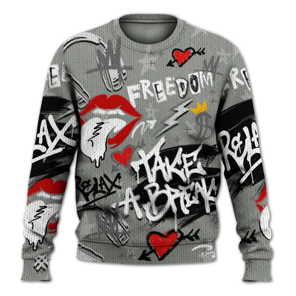 Knitted Sweater To Match Paris Olympics 4s - Take Break Freedom Graffiti Streetwear