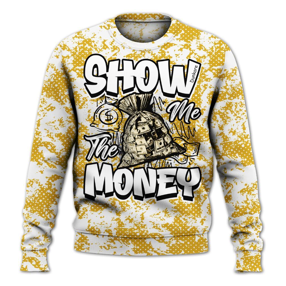 Sweatshirt To Match Vivid Sulfur 4s - Show Me The Money Retro All Over Print
