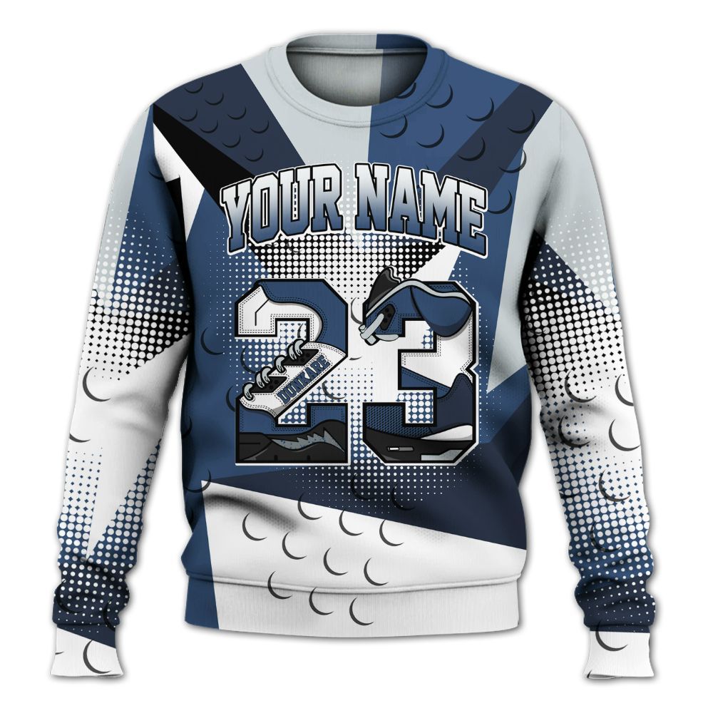 Sweatshirt To Match Midnight Navy 4s - Poly Custom Name Number 23 5s All Over Print