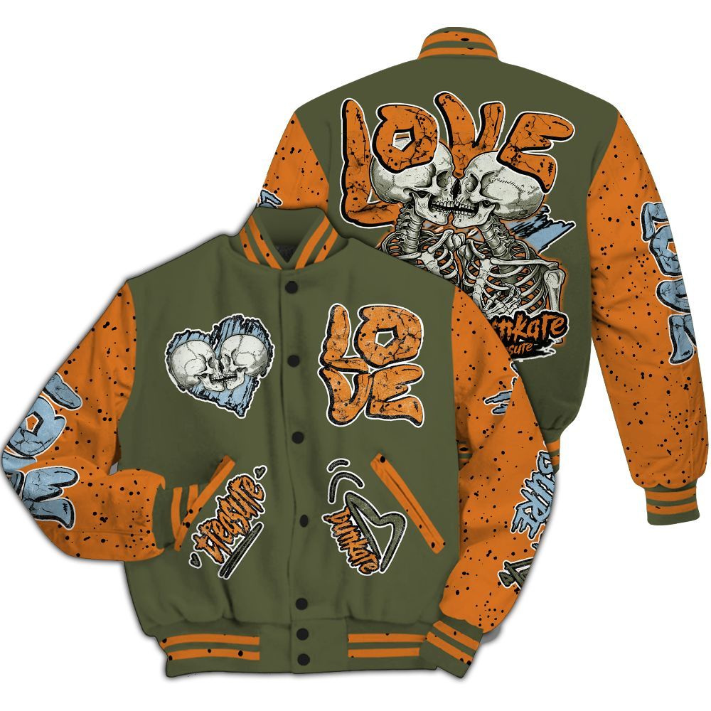 Varsity Jacket To Match Olive 5s - Skull Bear All Over Print