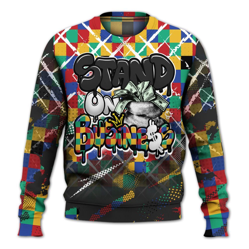 Sweatshirt To Match Air Rainbow Weave - Halftone Stand Business Dripping All Over Print