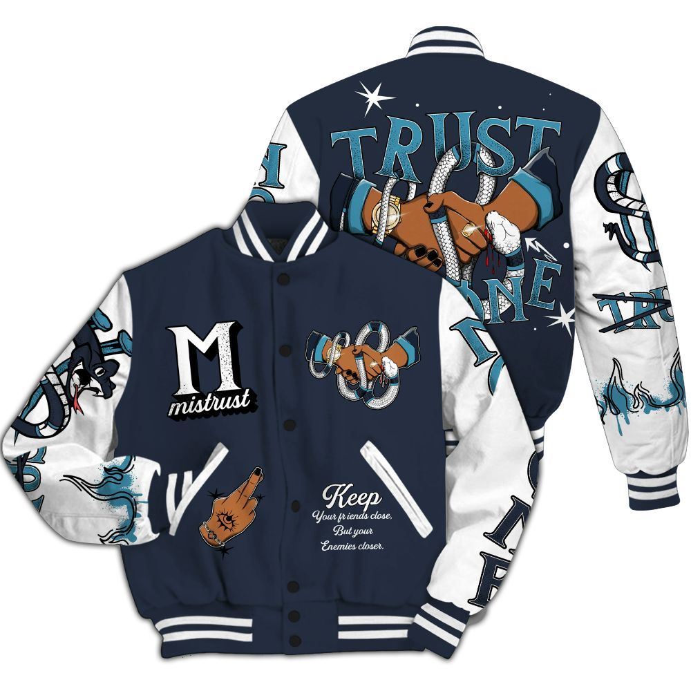 Varsity Jacket To Match Retro Obsidian 13s - Trust No One Snake-Bite Street Style All Over Print