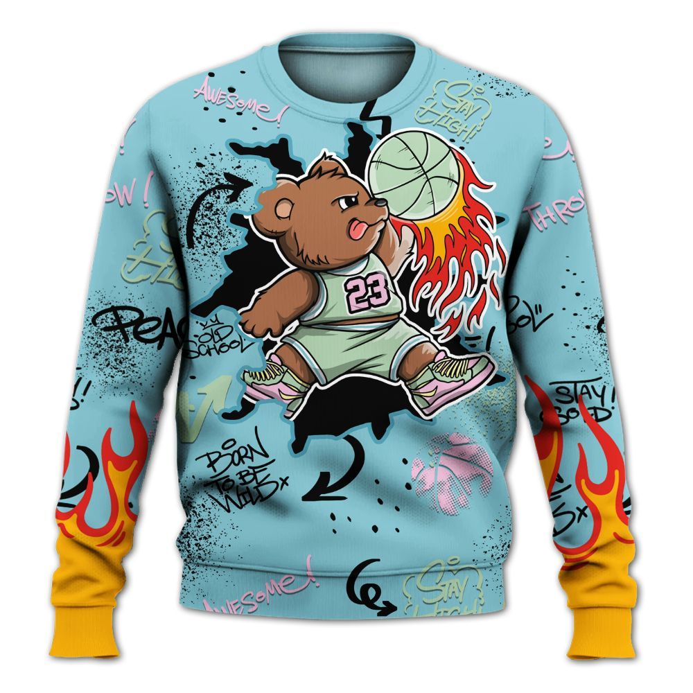 Sweatshirt To Match SB Dunk Low Visty - Number 23 Basketball Bear Custom Name All Over Print