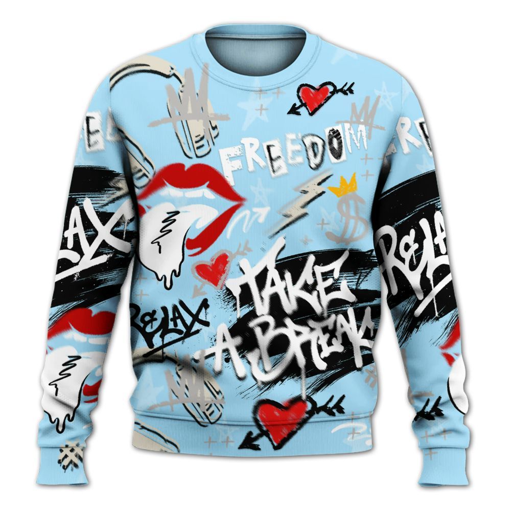 Sweatshirt To Match Retro SoleFly 13s - Take Break Freedom Graffiti Streetwear All Over Print