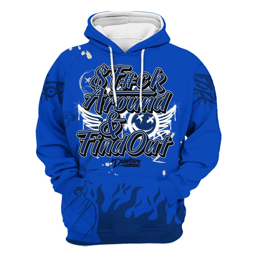 Hoodie To Match Low Game Royal 1s - Graphic Fck Around Find Out All Over Print