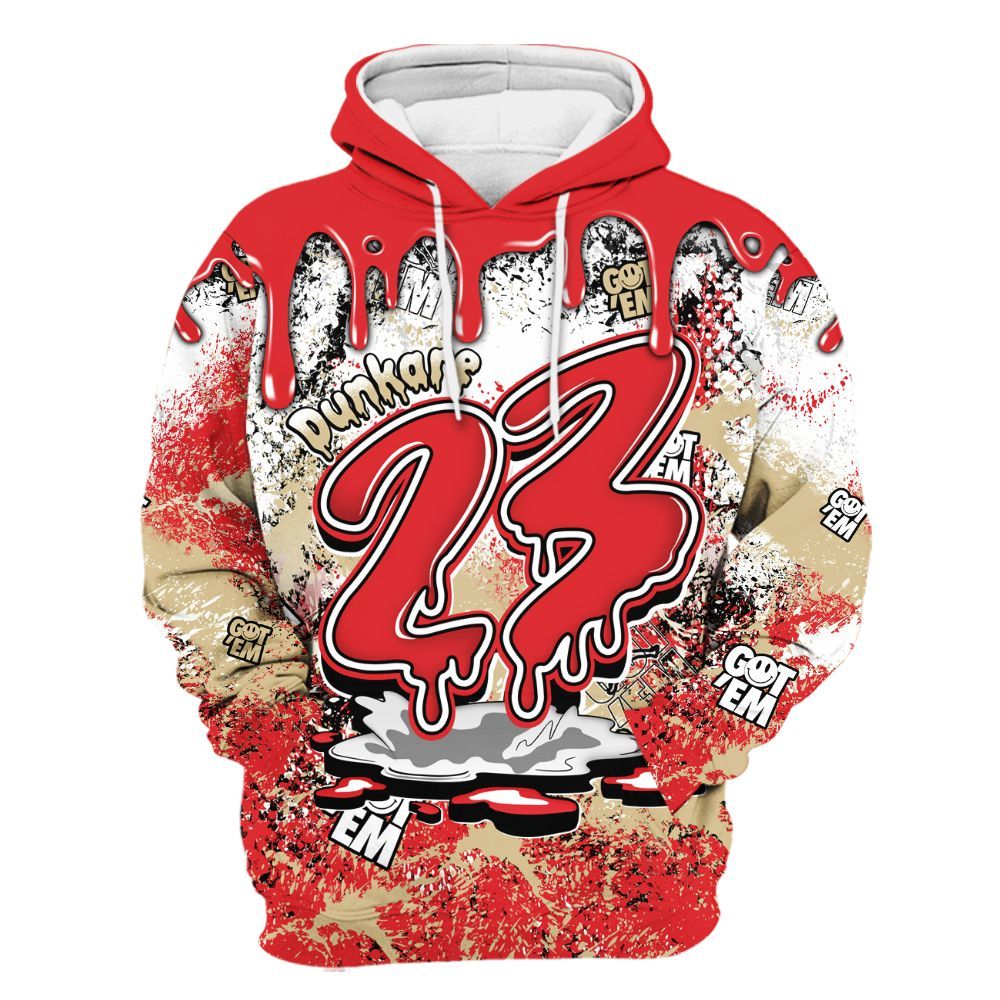 Hoodie To Match Prime 93 Fire Red - Dripping 23 Drip All Over Print