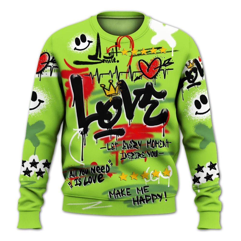 Sweatshirt To Match Kobe 6 SE Grinch - Happy Love Beats Graffiti Streetwear All Over Print