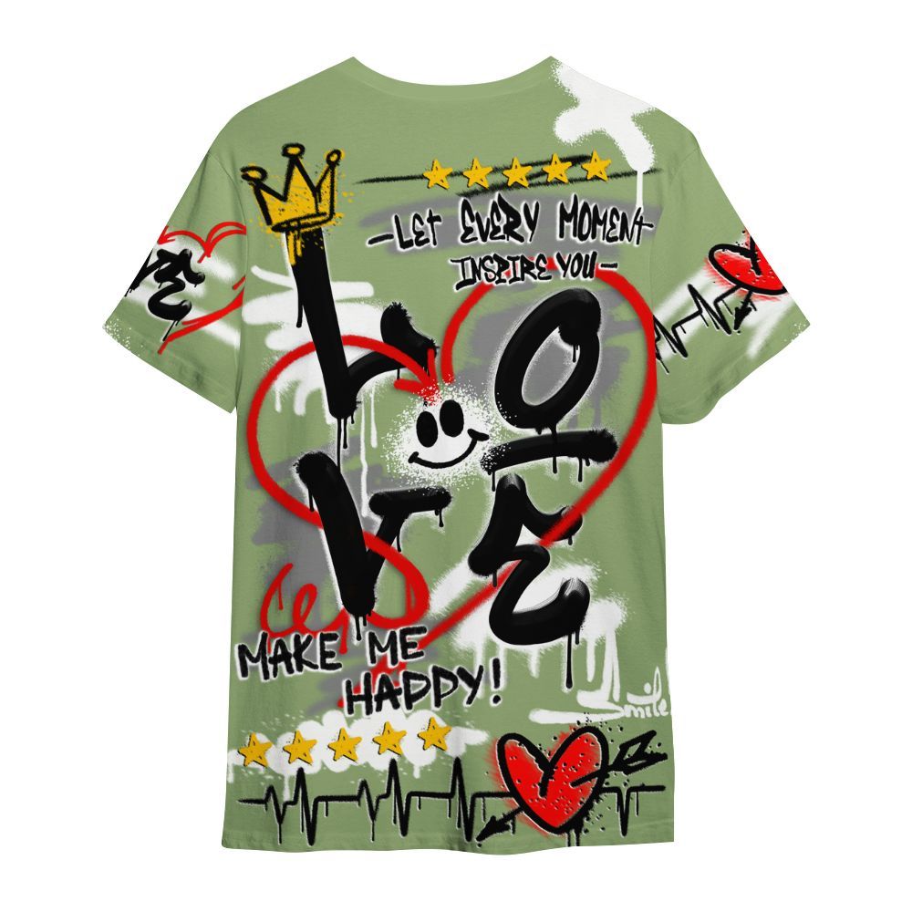 Shirt To Match Oil Green 4s - Happy Love Beats Graffiti Streetwear All Over Print