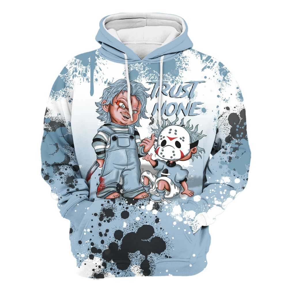 Hoodie To Match Mid Ice Blue 1s - Trust No One Scary All Over Print
