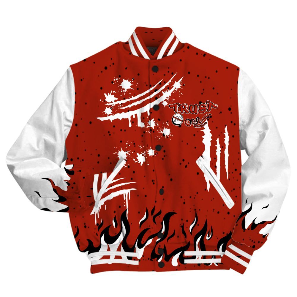 Varsity Jacket To Match Red Cement 4s - Graphic Trust No One All Over Print