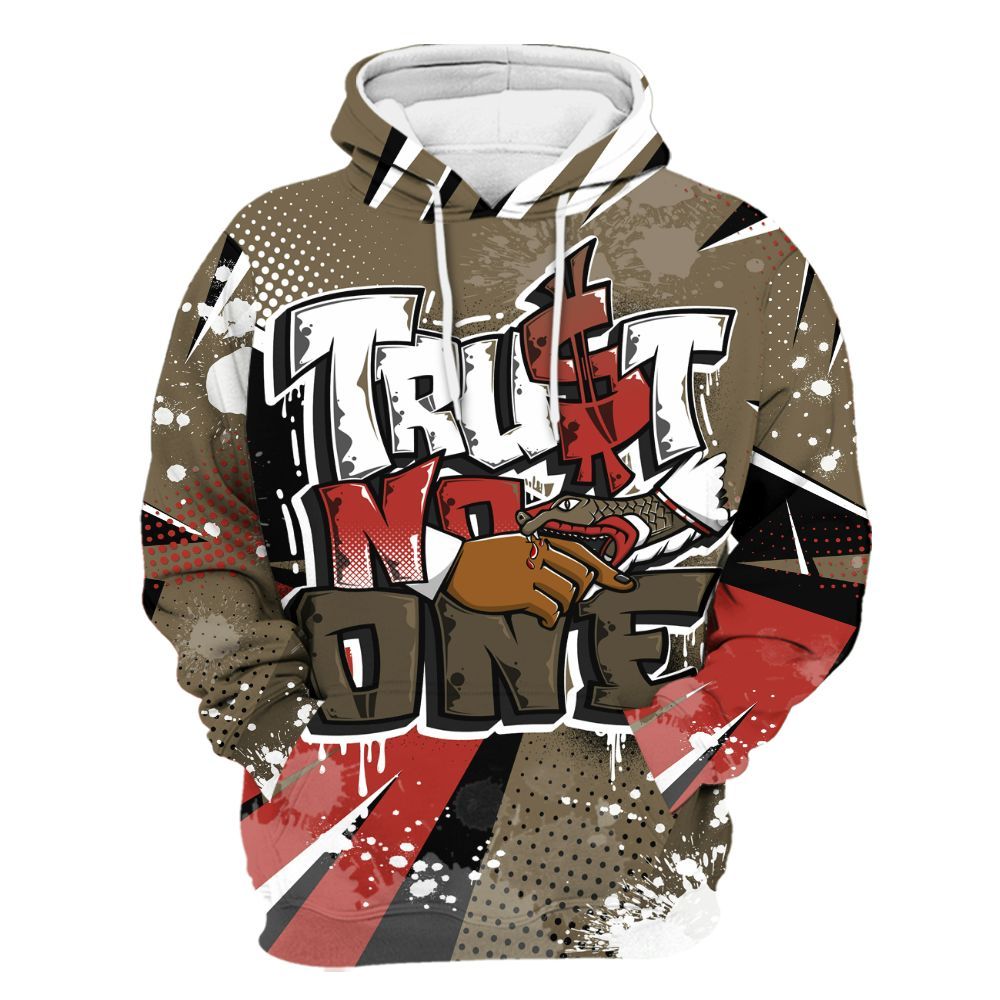 Hoodie To Match Olive 9s - Poly Trust No One Dripping All Over Print