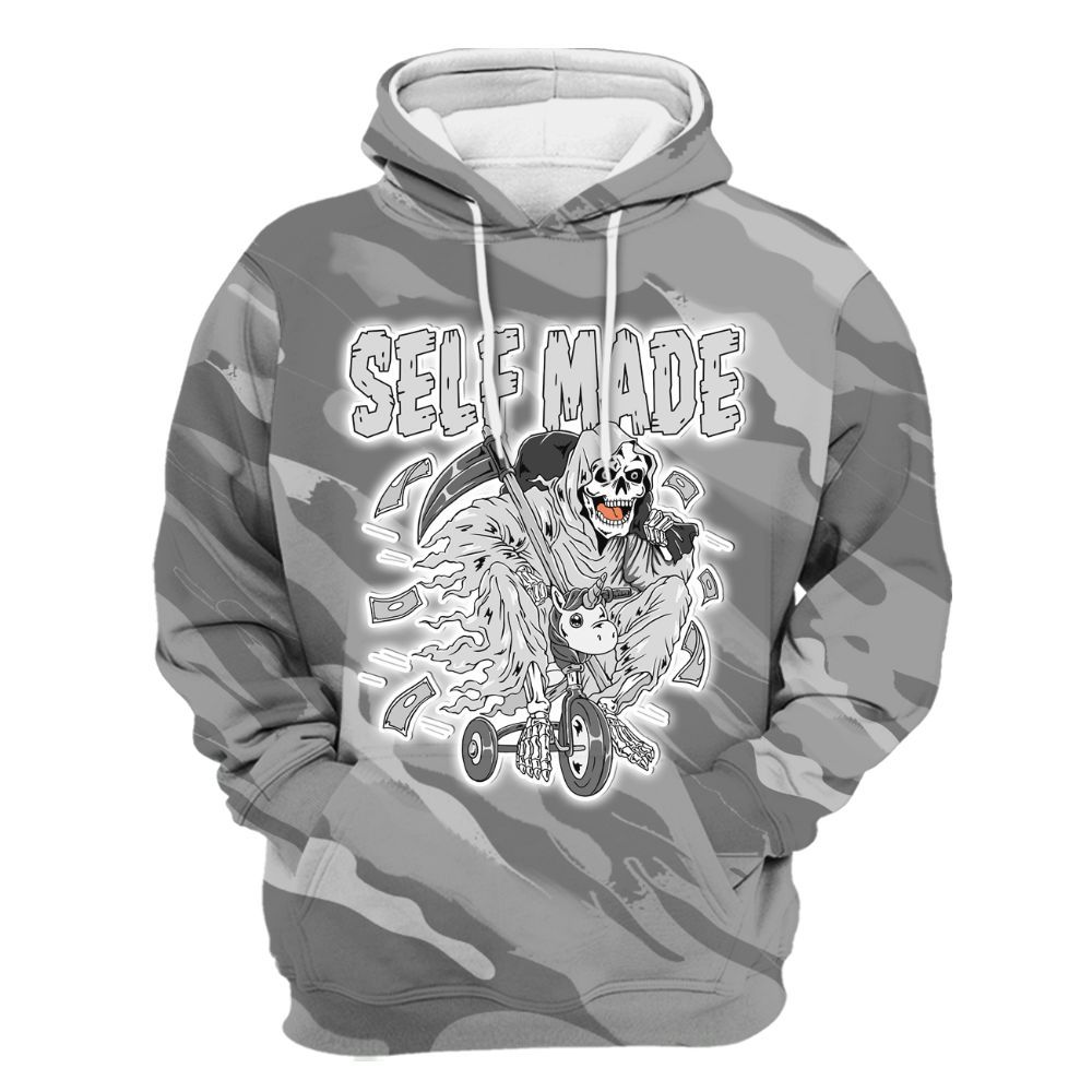 Hoodie To Match Black Wolf Grey 12s - Self Make Skeleton Colored All Over Print
